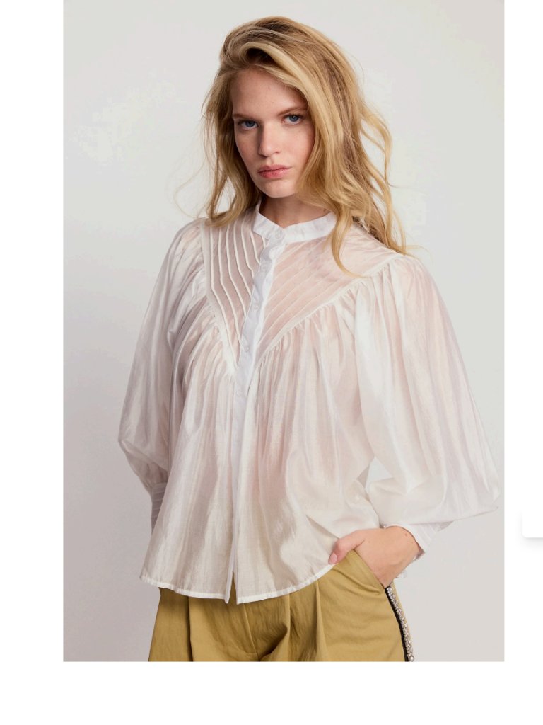 The Shirt By Rochelle Behrens The Shiv Peasant Ruffled Shirt White Sz Xs — image 5 of 8